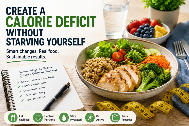 Healthy balanced meal for creating a calorie deficit without starving yourself